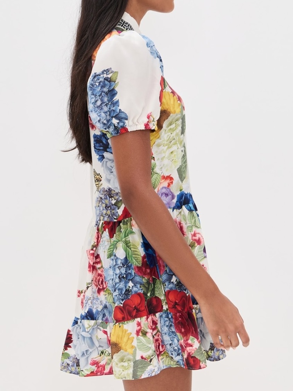 Alice + Olivia Claire Floral Mini Dress Puff Sleeve Shift Size Small NWOT - Picture 11 of 16